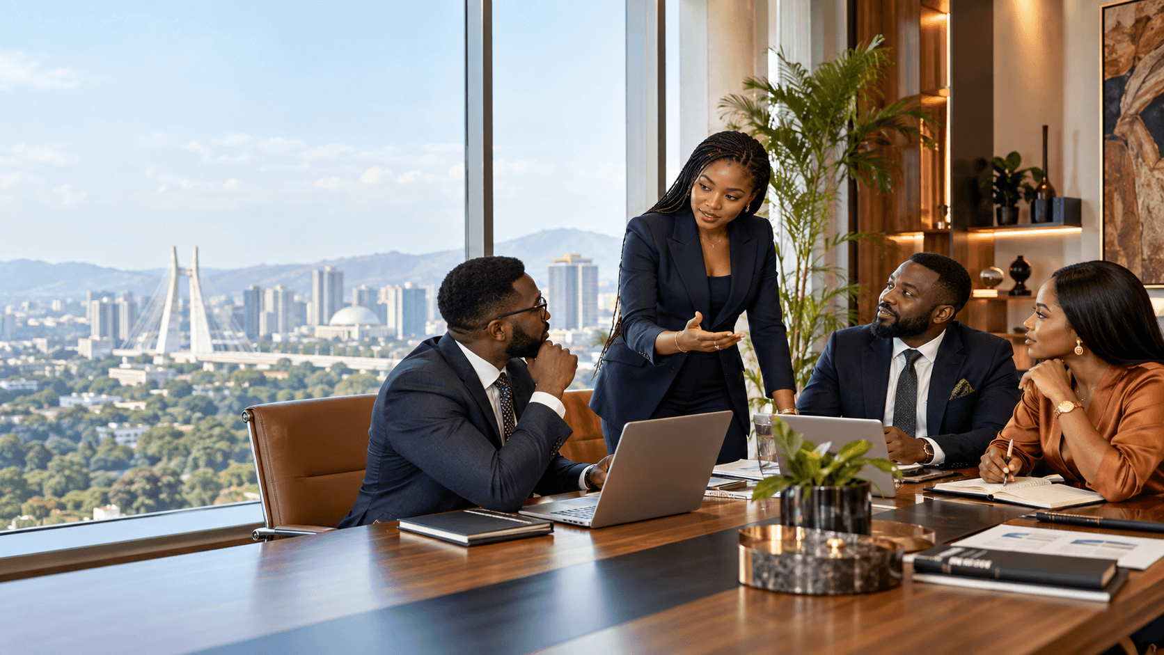 Nigerian business leaders in a strategic advisory meeting