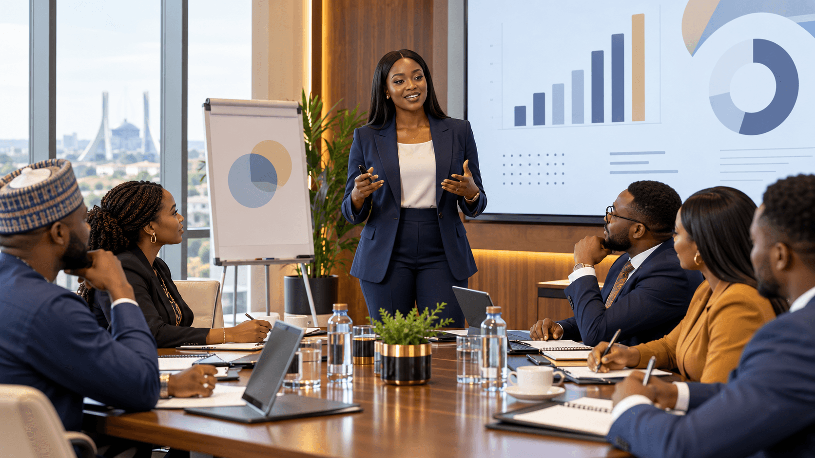 Nigerian compliance professional leading an executive workshop